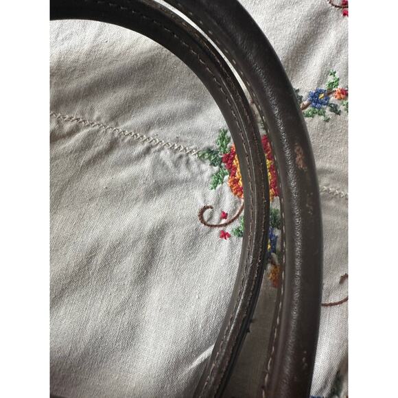 Harris Tweed red Handbag vintage brown leather top handles classic Scotland 13x9 - Picture 16 of 16